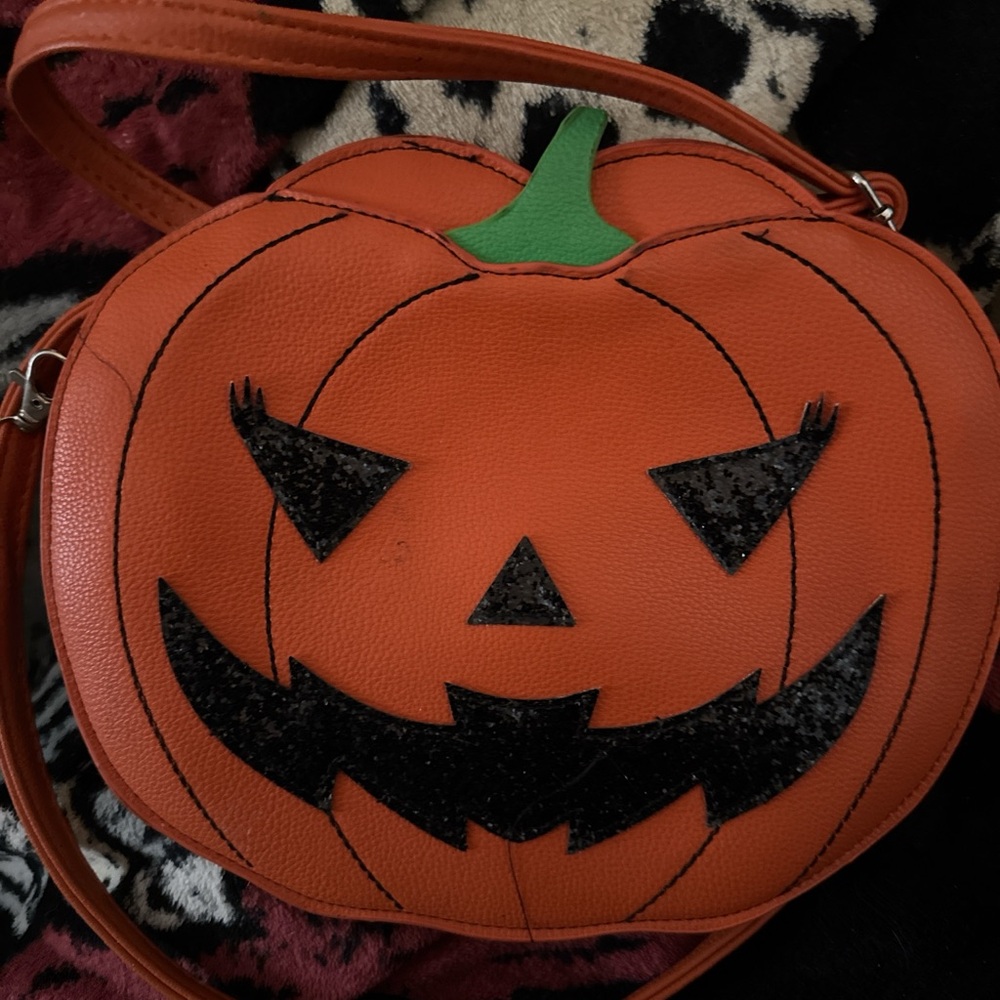 Orange Pumpkin Crossbody Bag with Green Stem